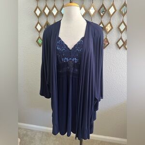Soma Soft Navy Lace Trim Set